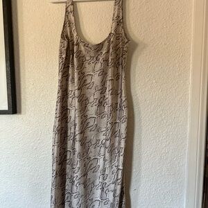 a new day Snake Print Maxi Dress - Cream and Brown